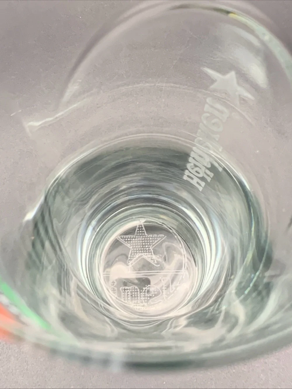 Pre Owned Heineken Red Star Logo Pilsner Glass Etched With Star on Bottom Rare